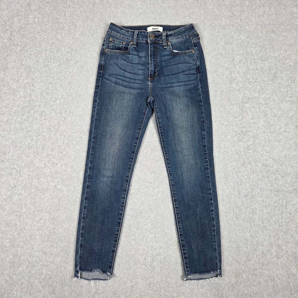 JBD Womens 25x23 Mid Rise Raw Hem Skinny Jeans Medium Wash